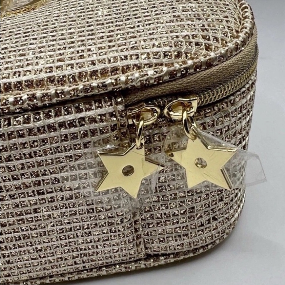 Dior 2025 Limited Holiday Edition cosmetic pouch in a gold, sparkly material. - Picture 5 of 5